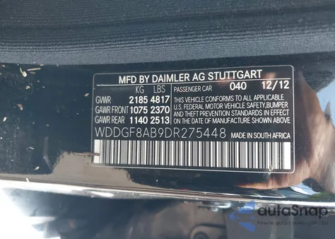 2013 Mercedes-Benz C 300 из США, поврежденный, VIN WDDGF8AB9DR275448